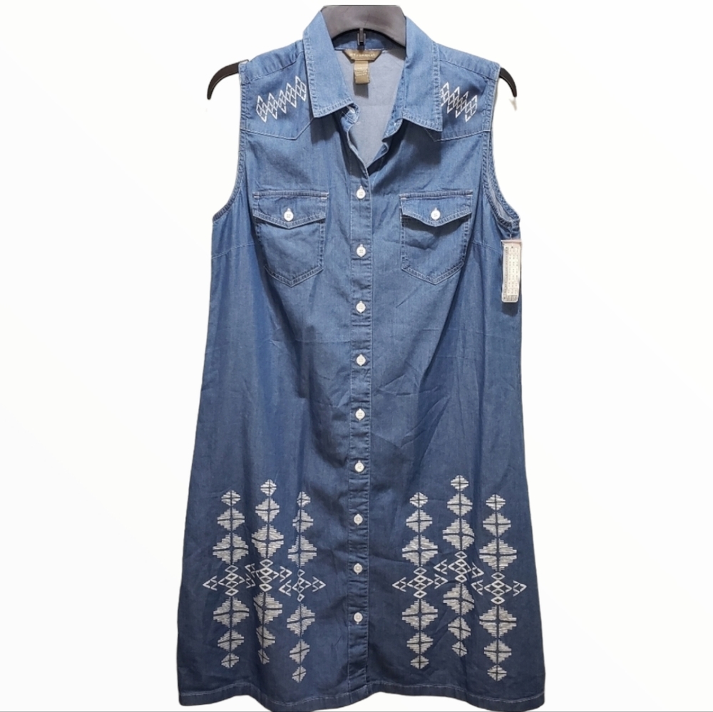 Bit & Bridle Sleevless Denim Jean Shirt Dress Size Small NWT!